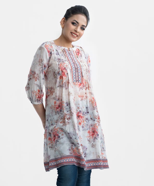 Beige Cotton A-line Tunic