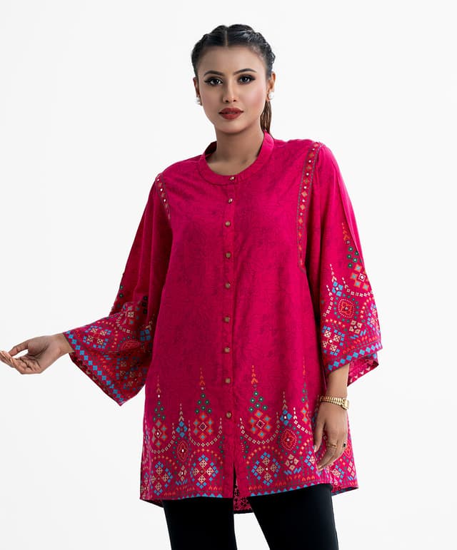 Pink Viscose Short Tunic
