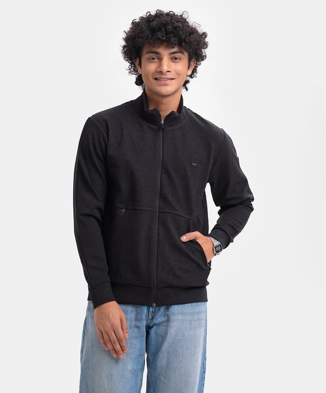 Black Interlock Long Sleeve Sweatshirt