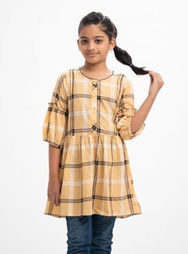 Yellow Georgette Check Tunic
