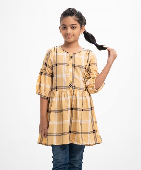 Yellow Georgette Check Tunic