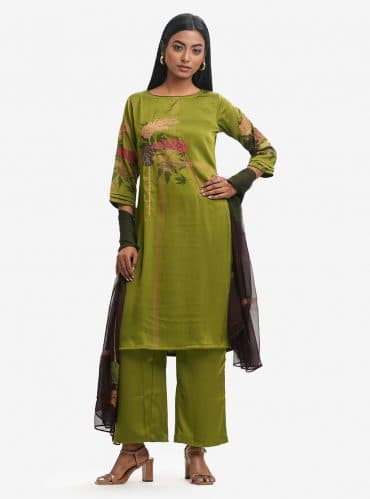 Green Georgette A-line Salwar Kameez