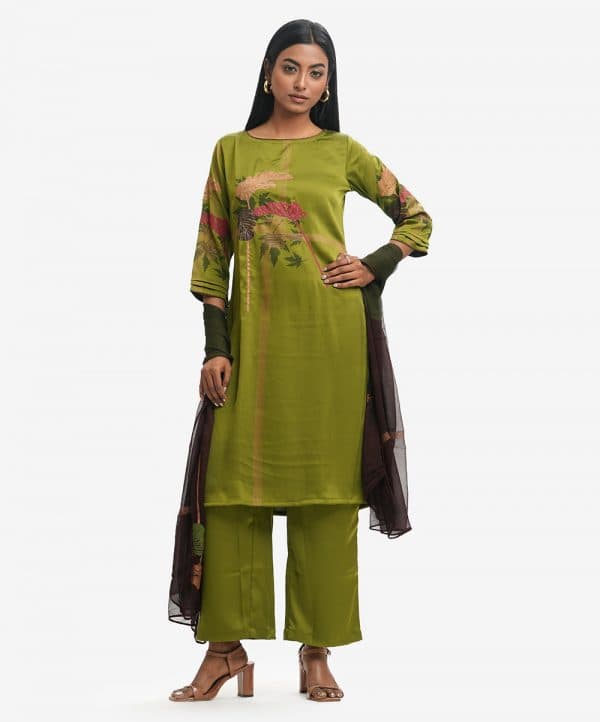 Green Georgette A-line Salwar Kameez