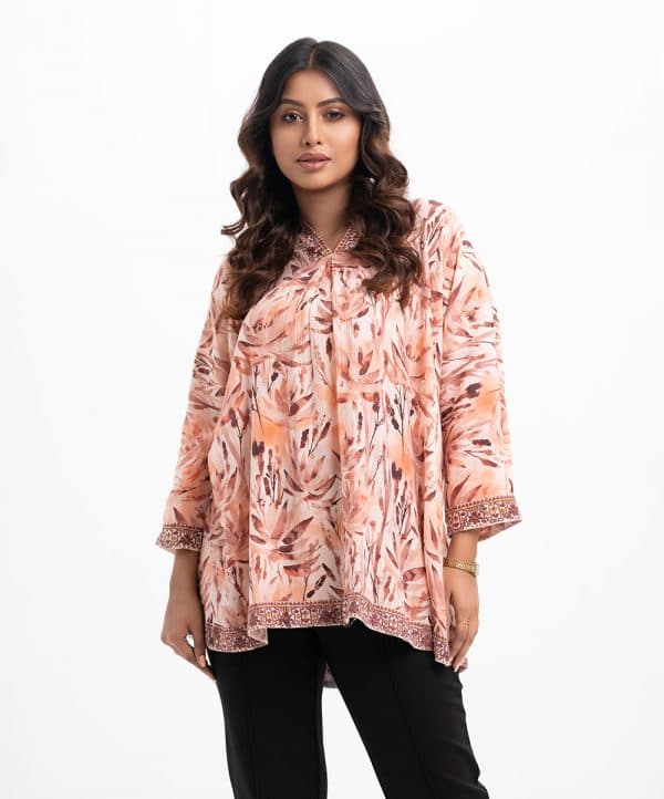 Peach Blended Cotton Abaya Style Tunic