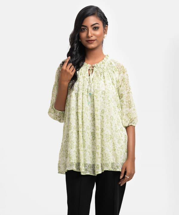 Green Georgette A-line Top