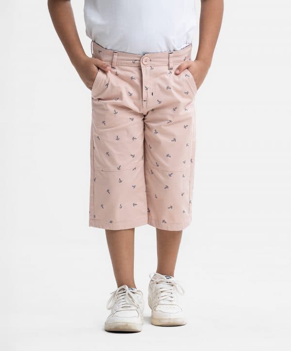 Pink Twill Three Quarter Pant