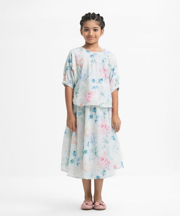 Brown Polka Blended Cotton Woven Set