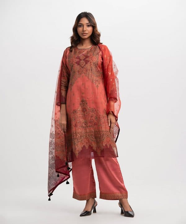 Peach Pink Muslin Exclusive Salwar Kameez