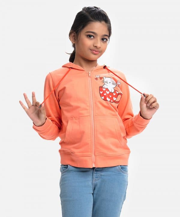 Pink Terry Long Sleeve Hoodie Sweatshirt