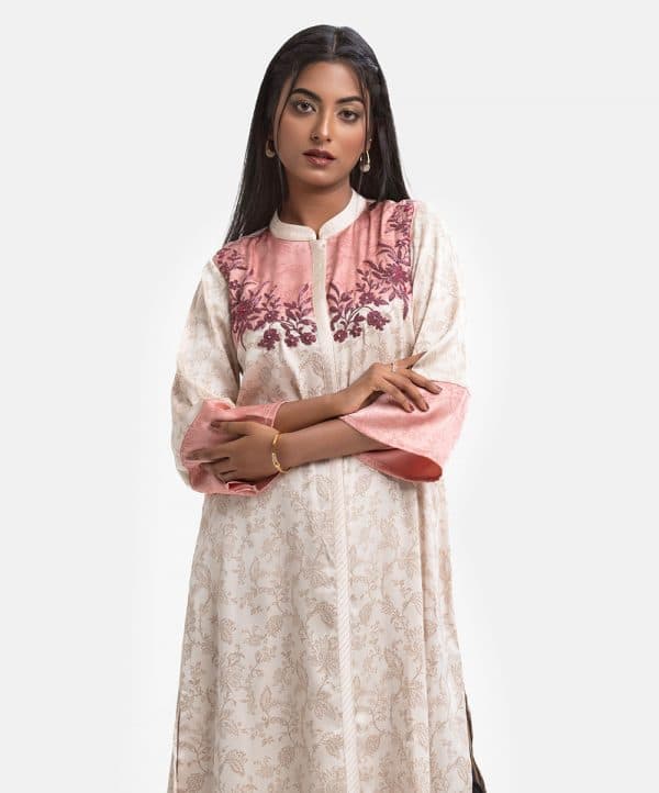 Beige Georgette High-low Hem Kameez