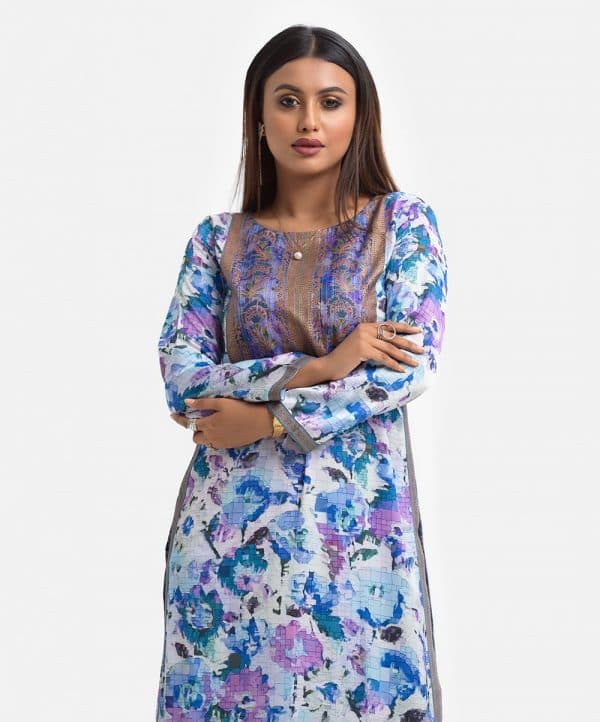 Purple Satin Straight Kameez